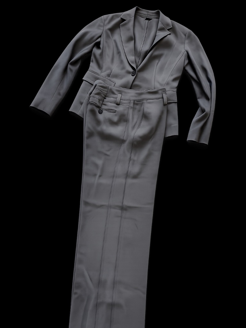 Complet Marc Cain pour femme Élégant ensemble pantalon et veston gris anthracite